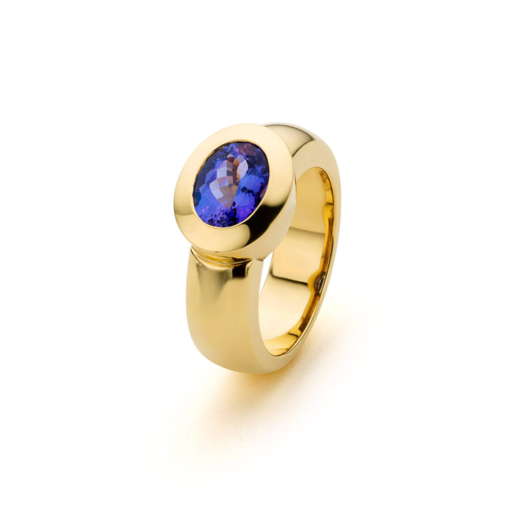 Tansanitring 750/- Gelbgold